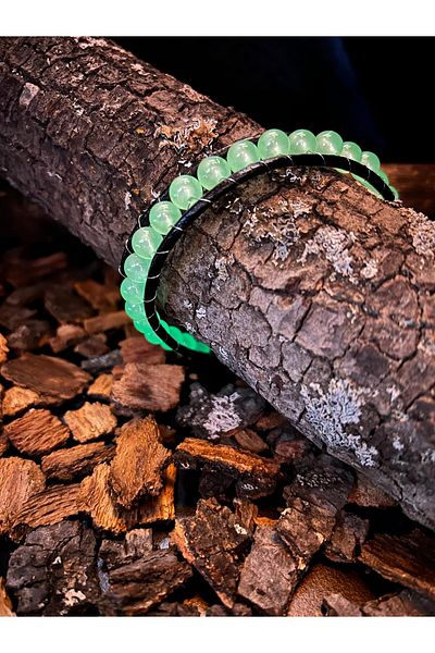 Gölge Store Glow in the Dark Moon Beads Bracelet with Leather Edge Trend Men's and Women's Jewelry
