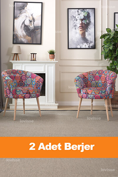 LOVİSSE HOME Milano Berjer Set - 2 Adet, Tekli Koltuk, Ofis, Balkon, Bekleme, Çay Seti, Lobi