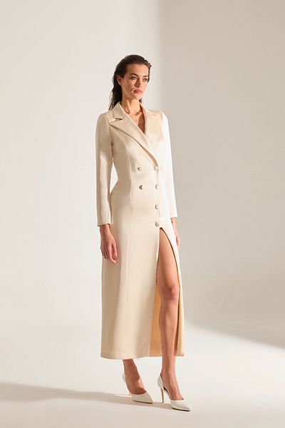 BETTY & SAM Roman Satin Ecru Jacket Dress