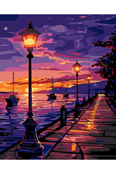 wombhobby Gün Batımının Çekimi Sayılarla Boyama Seti 40x50 Çerçeveli (Kasnağa...