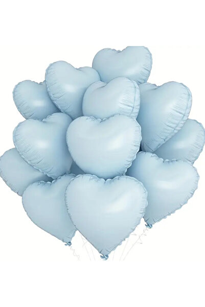 Çemrek Süs Parti بالون فويل على شكل قلب أزرق مقاس 18 بوصة - 10 قطع