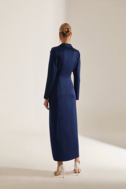BETTY & SAM ROME SATEN KOYU MAVİ CEKET ELBİSE