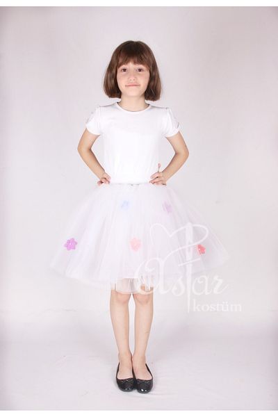 Astar Kostüm Tutu Φούστα Λευκή Floral Κοριτσίστικη Φούστα Παρουσίασης 23 Απριλίου