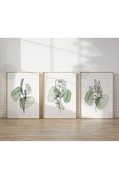woodhomeworks Дървена рамка за абстрактна картина от 3 части за дома, хола, спалнята, балкона, декорацията Qmrc45