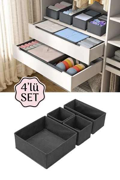 Helen's Home 4-Piece Closet and Drawer Organizer Clothes, Socks, Underwear Storage Box Set