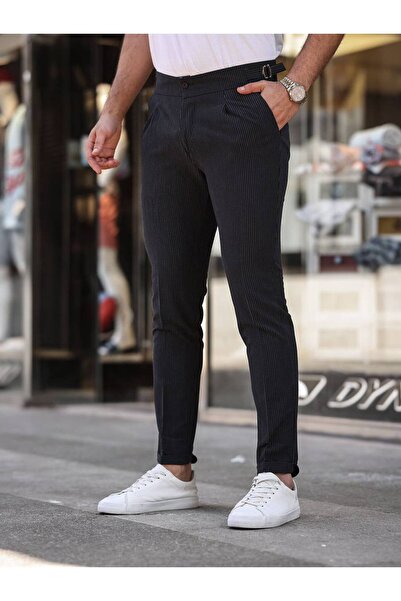 REX MODA Erkek Old Money Pileli Kendinden Kemerli Kumaş Pantolon