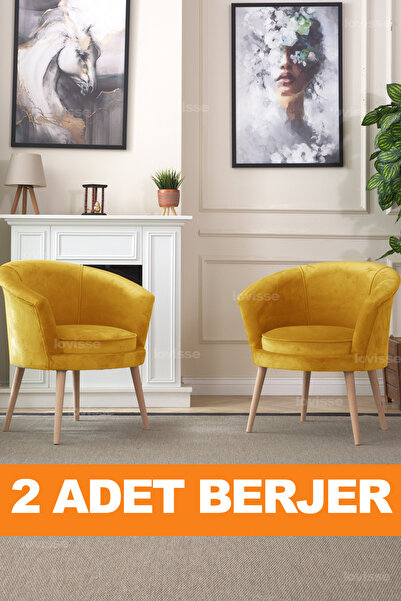 LOVİSSE HOME Milano Berjer Set - 2 Adet, Tekli Koltuk, Ofis, Balkon, Bekleme, Çay Seti, Lobi