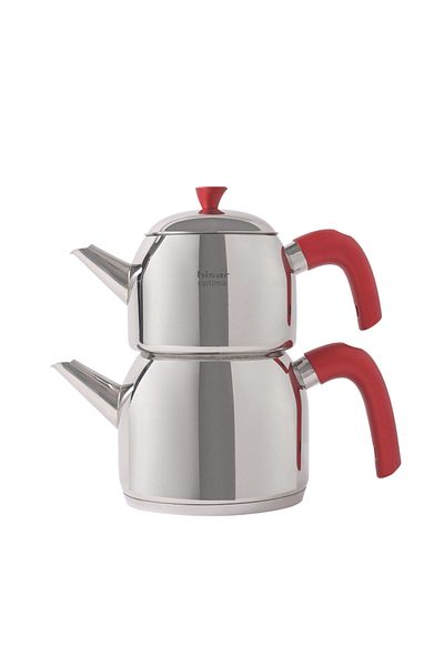 Hisar Optima Mars Red Midi Steel Teapot - Induction Base