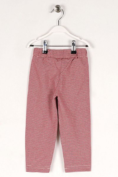 zepkids Plaid Patterned Red Girl's Trousers with Belted Waistband