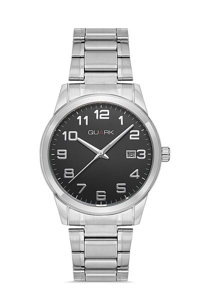 Quark Steel Case Men's Wristwatch with Calendar