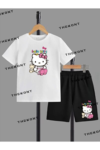 THEKONT Hello Printed Shorts T-Shirt Suit Code:2707