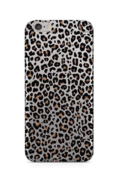 moonset Iphone 6 / 6S Uyumlu Leopar Tasarımlı Baskılı Şeffaf Telefon Kılıfı