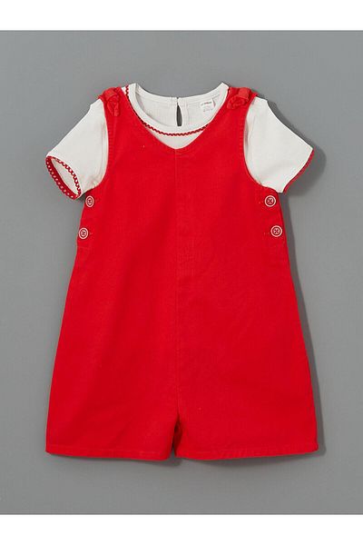 LC Waikiki Lcw Kids Crew Neck Girls' T-Shirt and Jumpsuit Set of 2