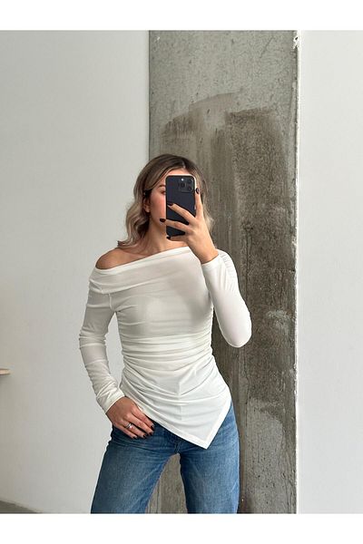 BNK Shop Women's Asymmetrical Boat Neck Body Blouse