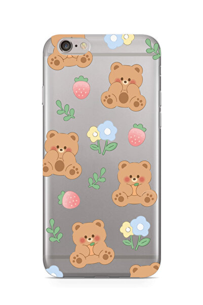 moonset Iphone 6 Plus / 6S Plus Uyumlu Sevimli Ayıcık Tasarımlı Baskılı Şeffa...