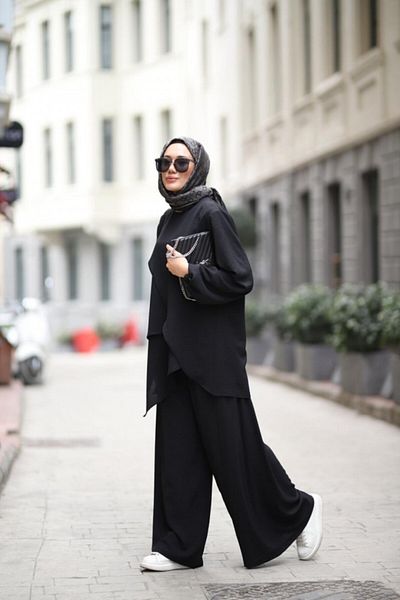 NS Moda Costum Fenne Hijab Model Negru 512