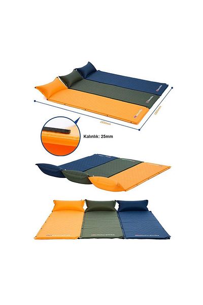 Naturehike Wide Inflatable Sleeping Mat With Cushion (NATURAL YELLOW) – Foam Insert For Camping