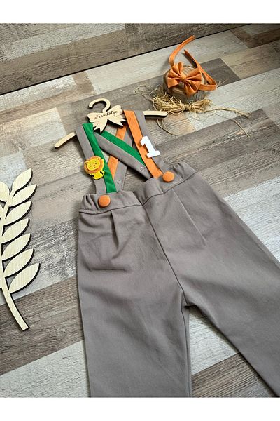 Feriatolye Safari Concept Smoke Color Lion Figured Trousers Salopet
