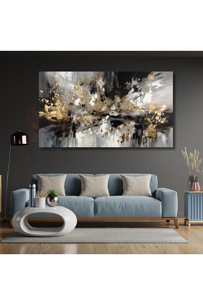 Artarilion Tablou canvas modern cu aspect de penel pentru pereți de salon