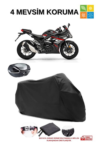 AutoEN Rks R250 ARKA ÇANTA UYUMLU SU GEÇİRMEZ SİYAH MOTOSİKLET ÖRTÜSÜ