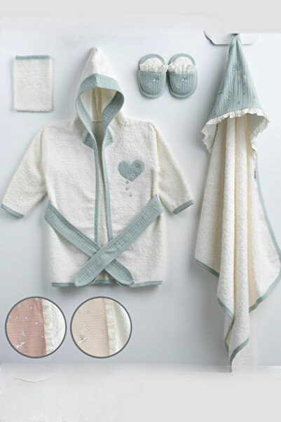 Cherub Baby طقم رداء حمام عضوي مطرز على شكل قلب اليعسوب لحديثي الولادة - هدية...