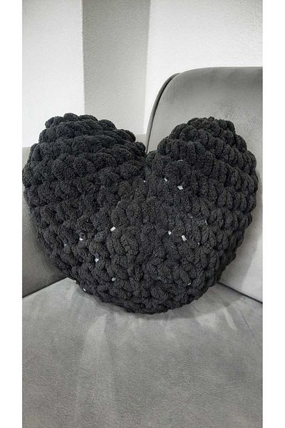 Alize Alize Puffy Heart Pillow Black Color Valentine's Day Gift Decorative Gift