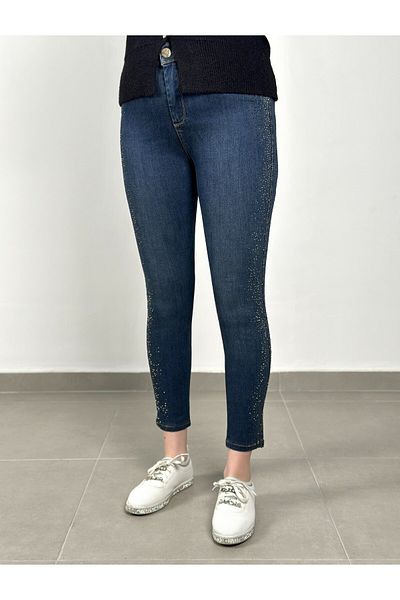 LA CARTE Blugi skinny cu detaliu de piatră