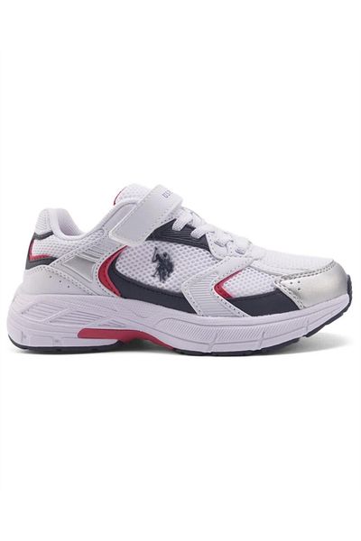 U.S. Polo Assn. Felix Jr 4Fx Kids (31-35) White-Dark Blue-Red Casual Sneakers