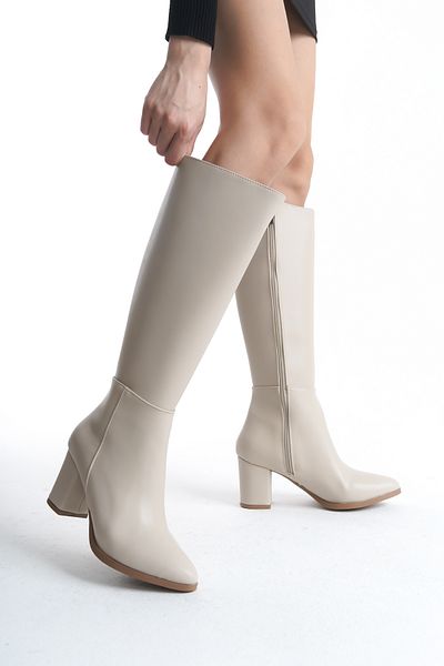 Moda Değirmeni Γυναικείες μπότες χρώματος δέρματος Bg1088-117-0001