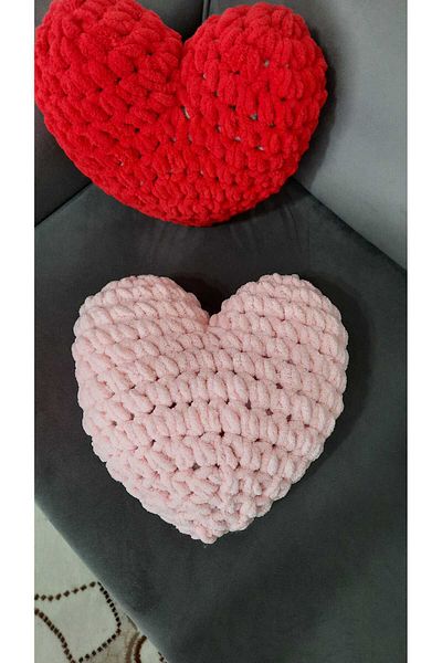 Alize Ali̇ze Puffy Heart Pillow Powder Color Valentine's Day Gift Decorative Gift