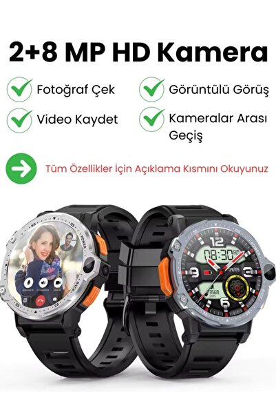 SONREİR Watch Pg 4g Lte Yuvarlak Akıllı Saat 16gb Sım Kartlı Kameralı Wifi Çocuk Huawei Iphone Uyumlu 8 9 10