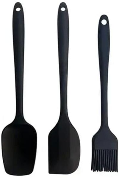 STOREMAX Garlic Black Silicone Kitchen Tools Set, 2 Spatulas and 1 Brush, 3 Pieces 646268