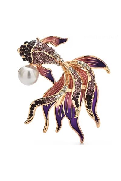 ESJ İnci Detay Yüzen Balık Kadın Broş Ebat: 4,5*3,8 cm