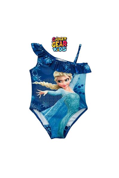 Gadget Gear Girl's Swimsuit Single Shoulder Strap Print Detail Ruffle