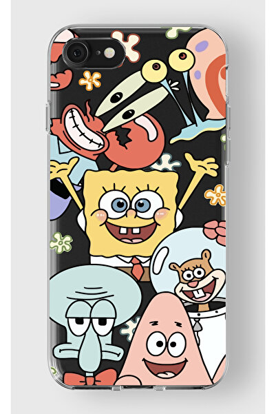 moonset Iphone 7 / 8 / SE Uyumlu Sünger Bob Tasarımlı Baskılı Şeffaf Telefon ...