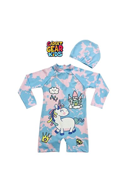 Gadget Gear Uzun Kollu Kız Çocuk Mayo Boneli Baskı Detaylı