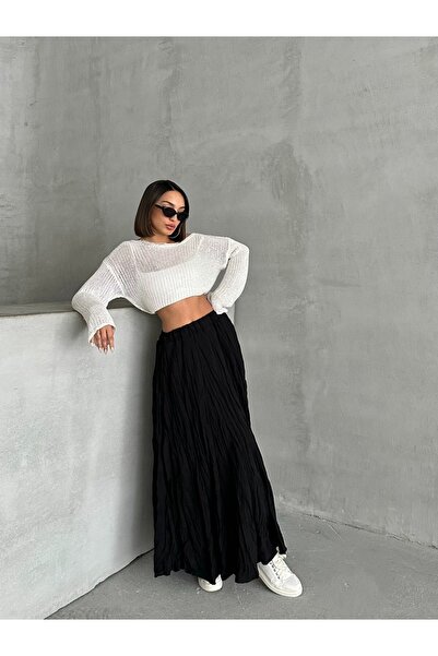 BEJNA Fusta lungă moale cu textura modală șifonată de damă