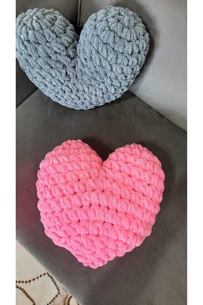 Alize Ali̇ze Puffy Heart Pillow Fuchia Pink Color Valentine's Day Gift Decorative Gift