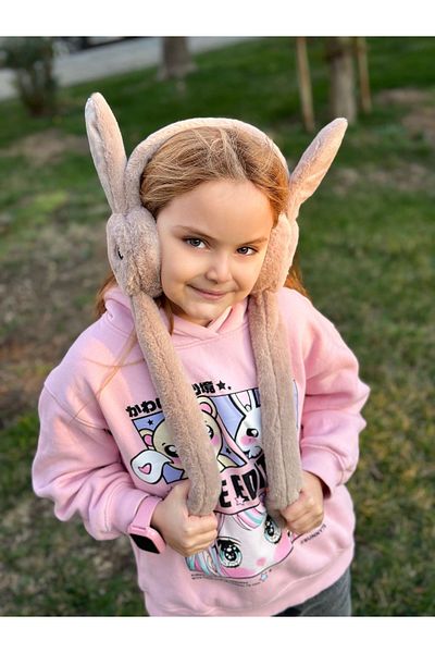 Queen Nelly Cute Plush Furry Brown Rabbit Movable Moving Sound Pump Headset Male Female Child