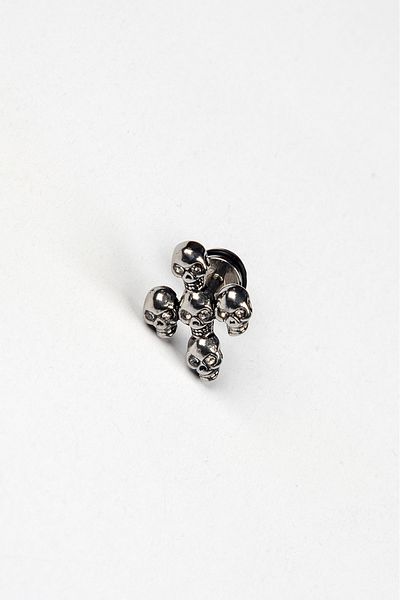 Lila Rosa Skull Gothic Steel Single Earrings
