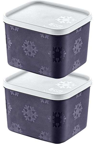 STOREMAX Sellbuystore Set of 2 No Frost Storage Container Navy Blue 1250 ml 1053513