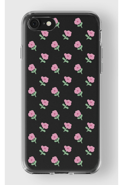 moonset Iphone 7 / 8 / SE Uyumlu Çiçek Tasarımlı Baskılı Şeffaf Telefon Kılıfı