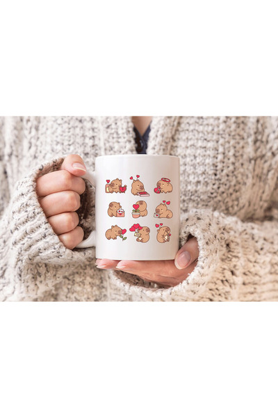 MODA كوب بورسلين هدية مطبوع عليه أرنب لطيف