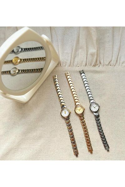 QUARTZ Minimal Metal Band Women's Wristwatch Silver - Gold Color
