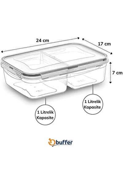 STOREMAX Mrttnca 2 Compartment 1+1 Liter Food Storage Container with Locking Lid Lc-525 Trndymrt 1087243