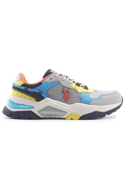 U.S. Polo Assn. BAZA. Polo Assn. Vincent 4FX - Tenis pentru bărbați, gri-albastru-galben
