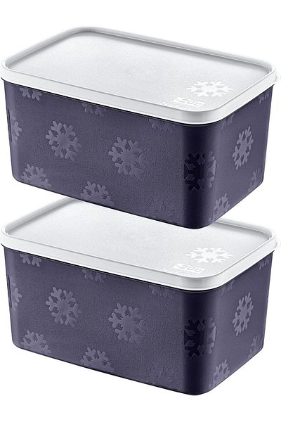 STOREMAX Sellbuystore Set of 2 No Frost Storage Container Navy Blue 2600 ml 1053513