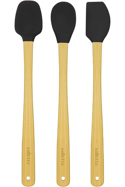 STOREMAX Jvnnastore Indigo 3-Piece Black Bamboo Silicone Spatula Set Long 26 cm Vlt1502 Trendyfr 646268