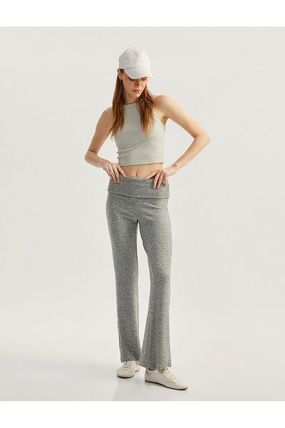 Koton High Waist Viscose Blended Flared Leg Leggings Pants
