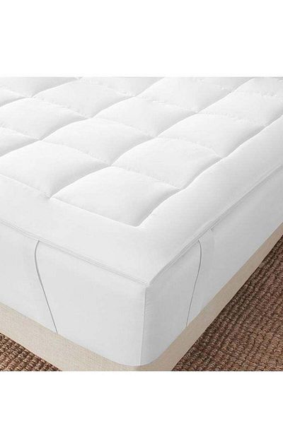soufa dibaj Microfiber Mattress Topper14 cm With Microfiber Filling and Rubber Corners Edges - 200x200cm- White